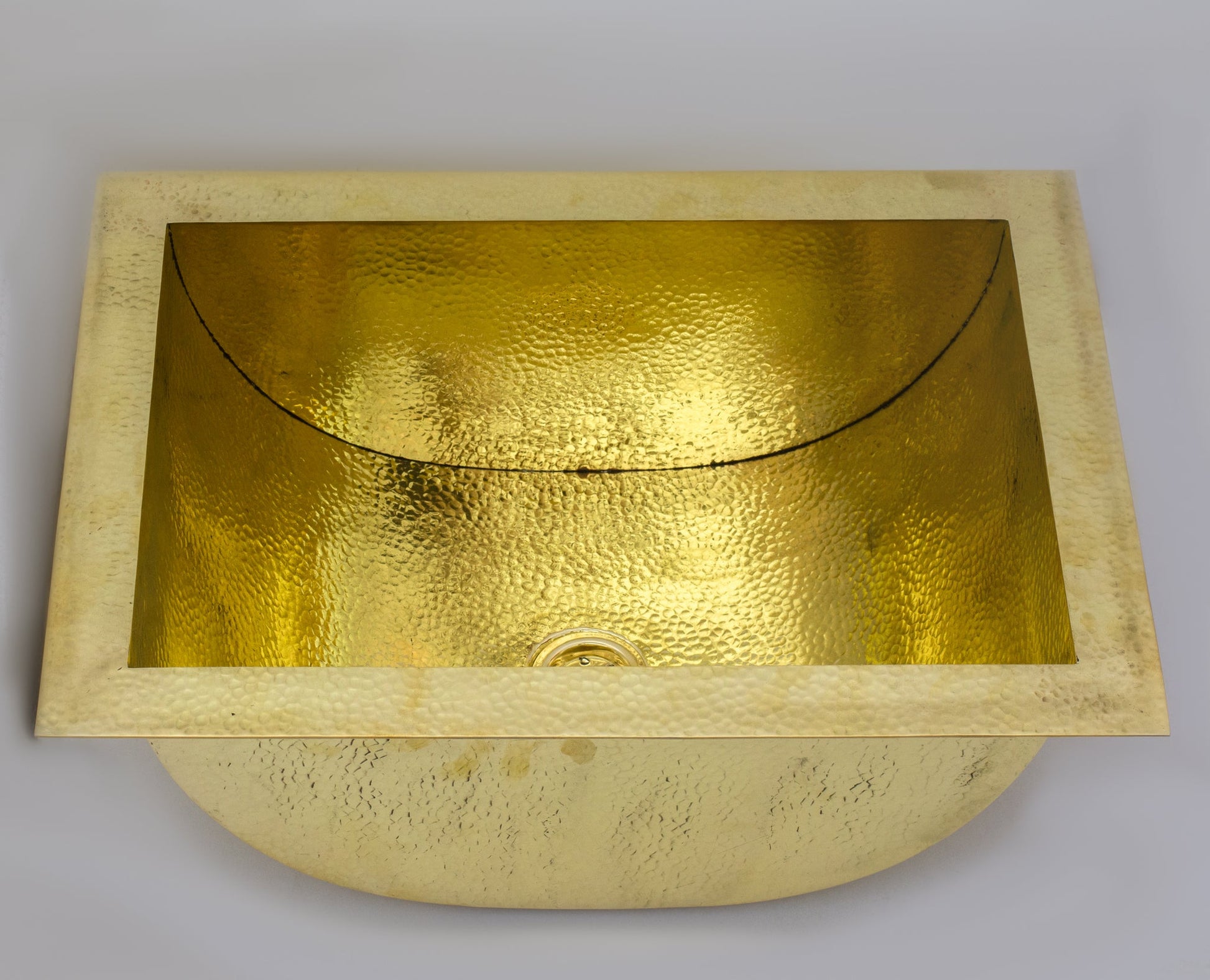 Solid Brass Undermount Bathroom Sink, Hammered Drop - in Vanity Sink With 3 - Hole Waterfall Faucet, Undermount Deep Curved Basin - Insideast