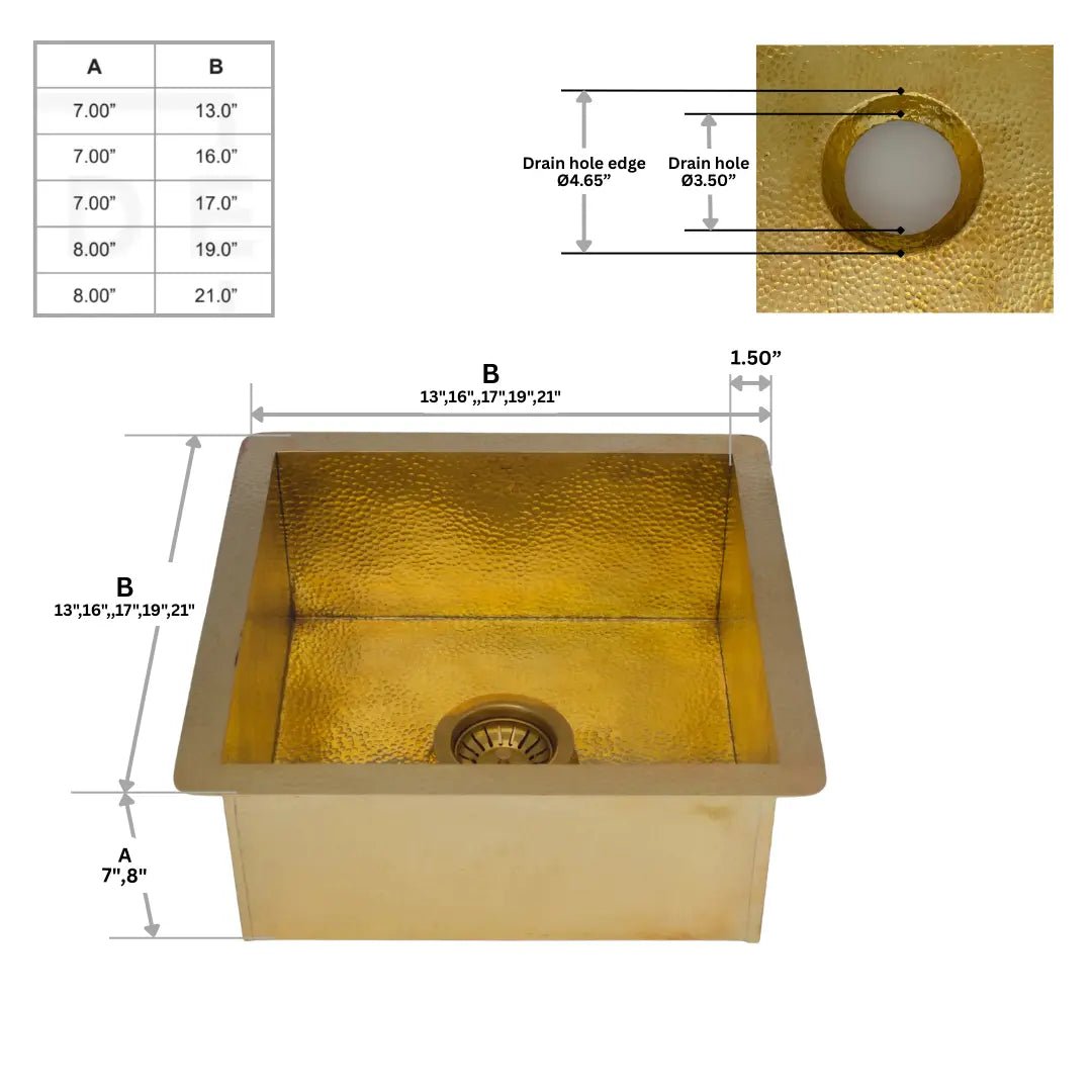 Solid Brass Undermount Hammered Sink | Kitchen Bar Sink - Insideast