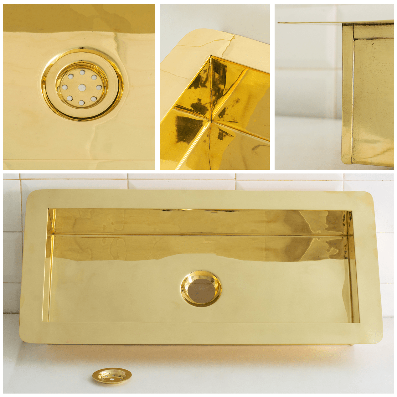 Solid Brass Undermount Rectangular Sink, Single Bowl Kitchen Sink, Compact Sink - Insideast