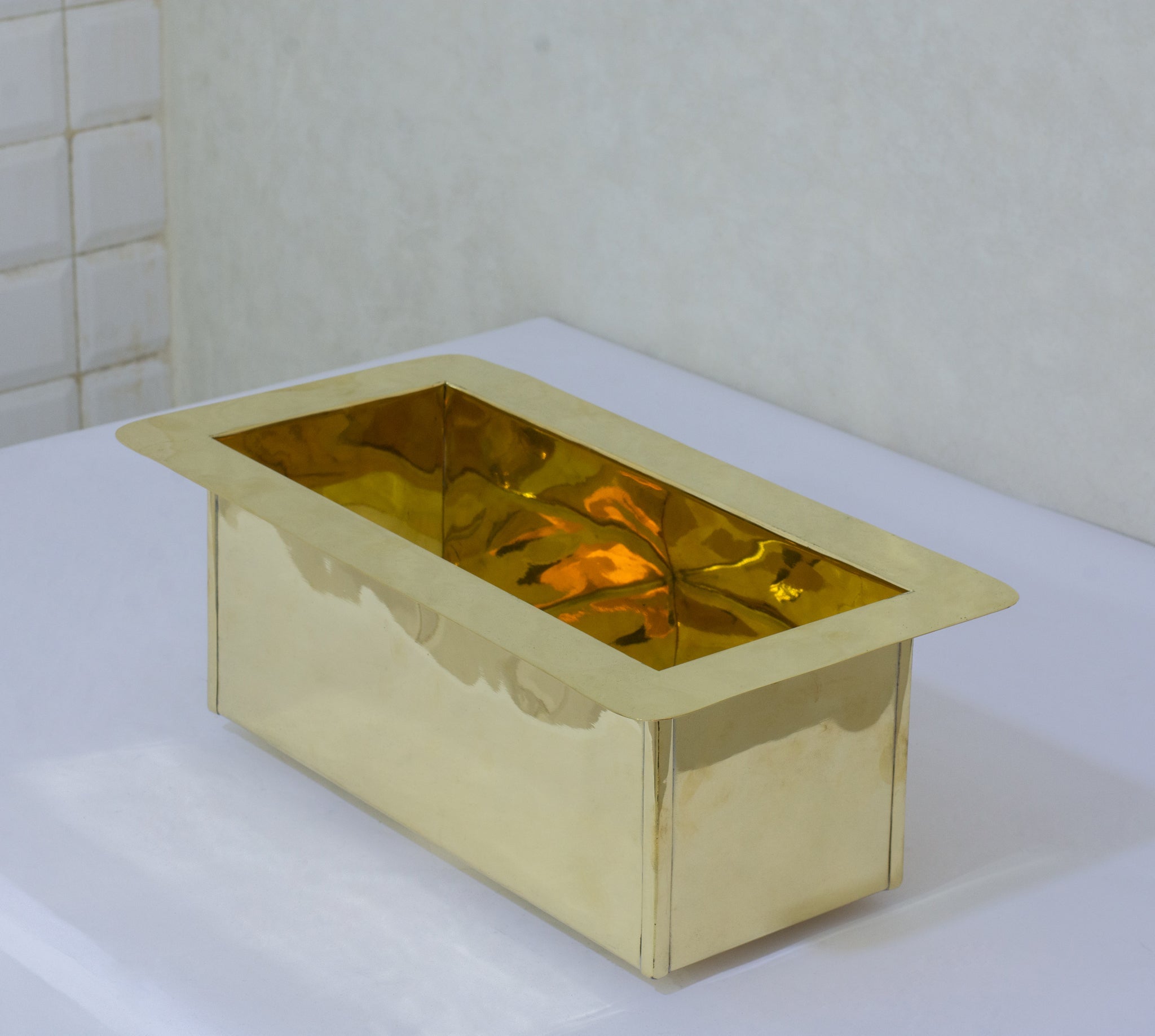 Solid Brass Undermount Sink | Compact Rectangular Small Kitchen Sink | With Strainer - Insideast