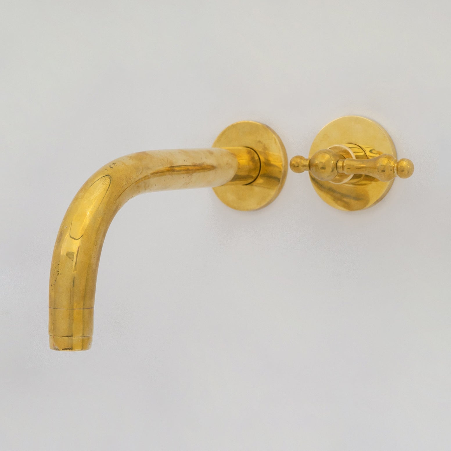 Solid Brass Wall Mount Cold Bathroom Faucet, Unlacquered Brass Bath Tap For Cold Water Only - Insideast