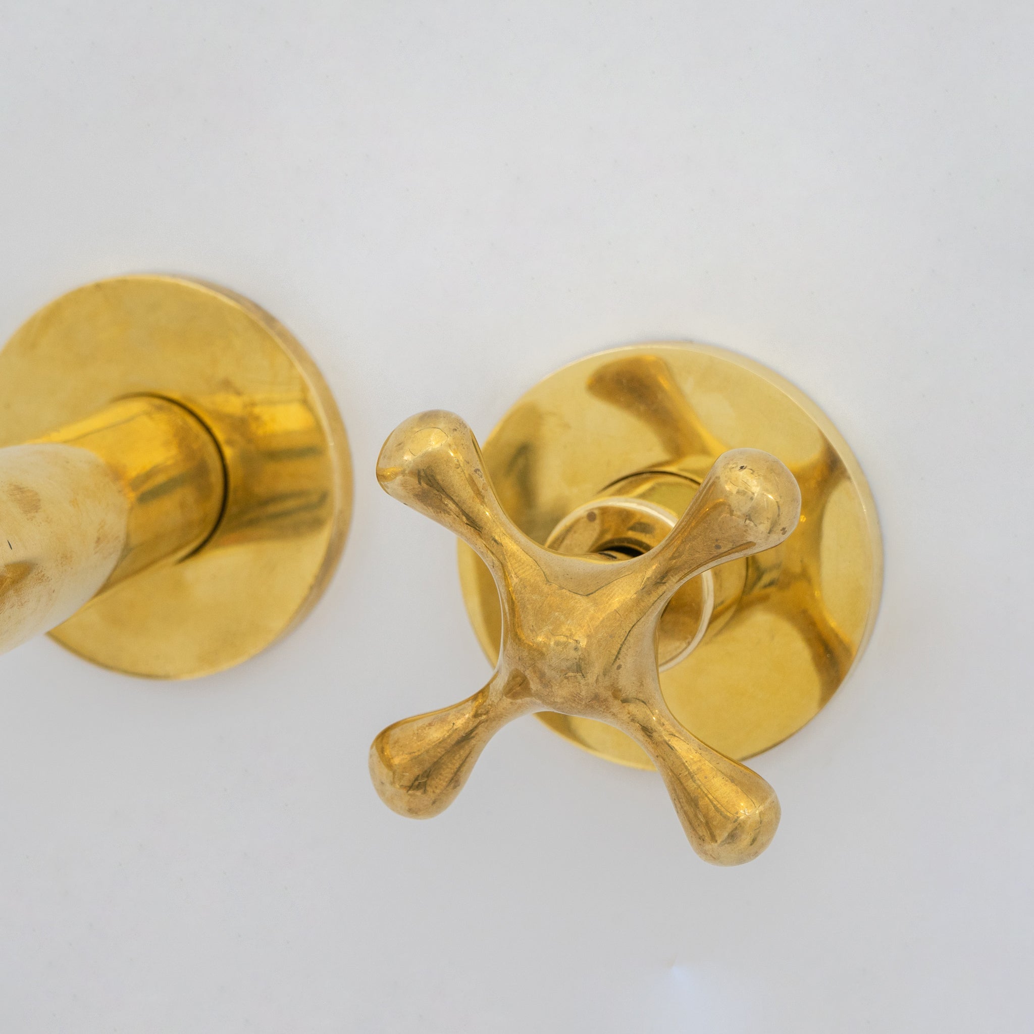 Solid Brass Wall Mount Cold Bathroom Faucet, Unlacquered Brass Bath Tap For Cold Water Only - Insideast