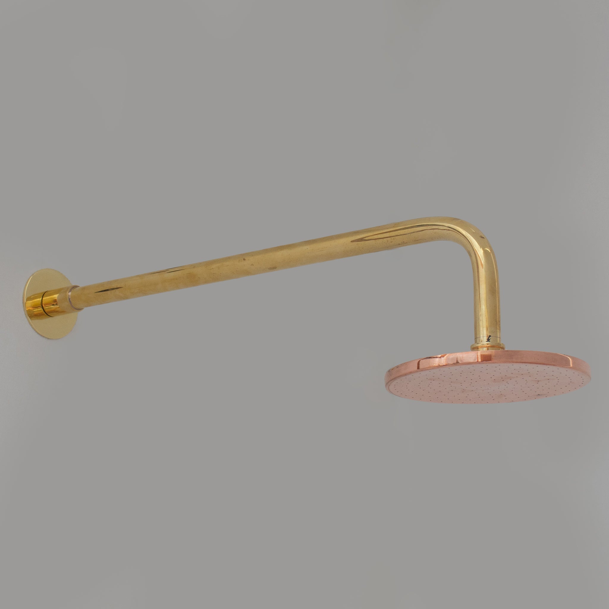 Solid Copper Rain Shower Head, Flat Round Handcrafted Vintage Showerhead, Works Outdoor - Insideast