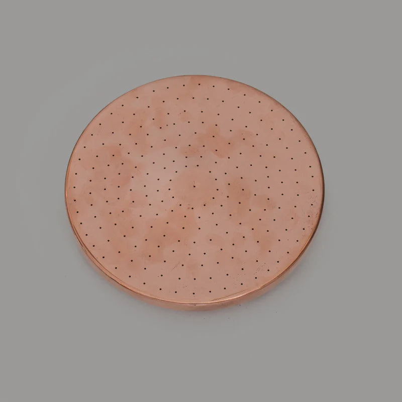 Solid Copper Rain Shower Head, Flat Round Handcrafted Vintage Showerhead, Works Outdoor