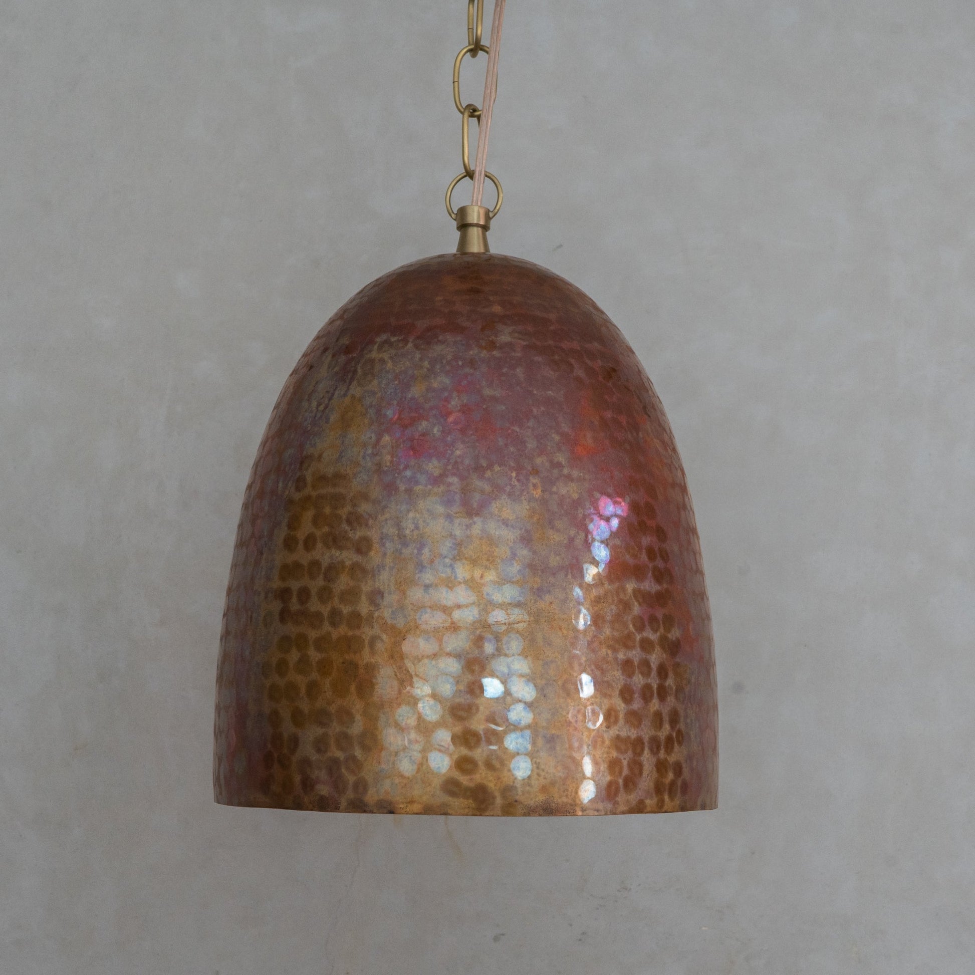 Solid Copper Tall Capsule Pendant – Hand - Hammered Slim Moroccan Cylinder Light - Insideast