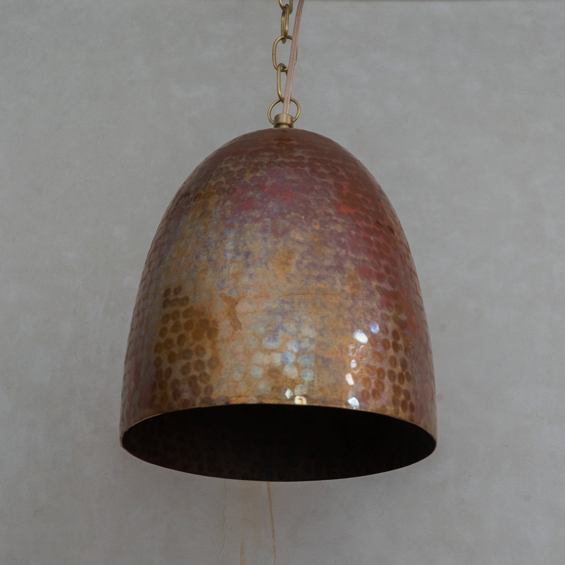 Solid Copper Tall Capsule Pendant – Hand - Hammered Slim Moroccan Cylinder Light - Insideast