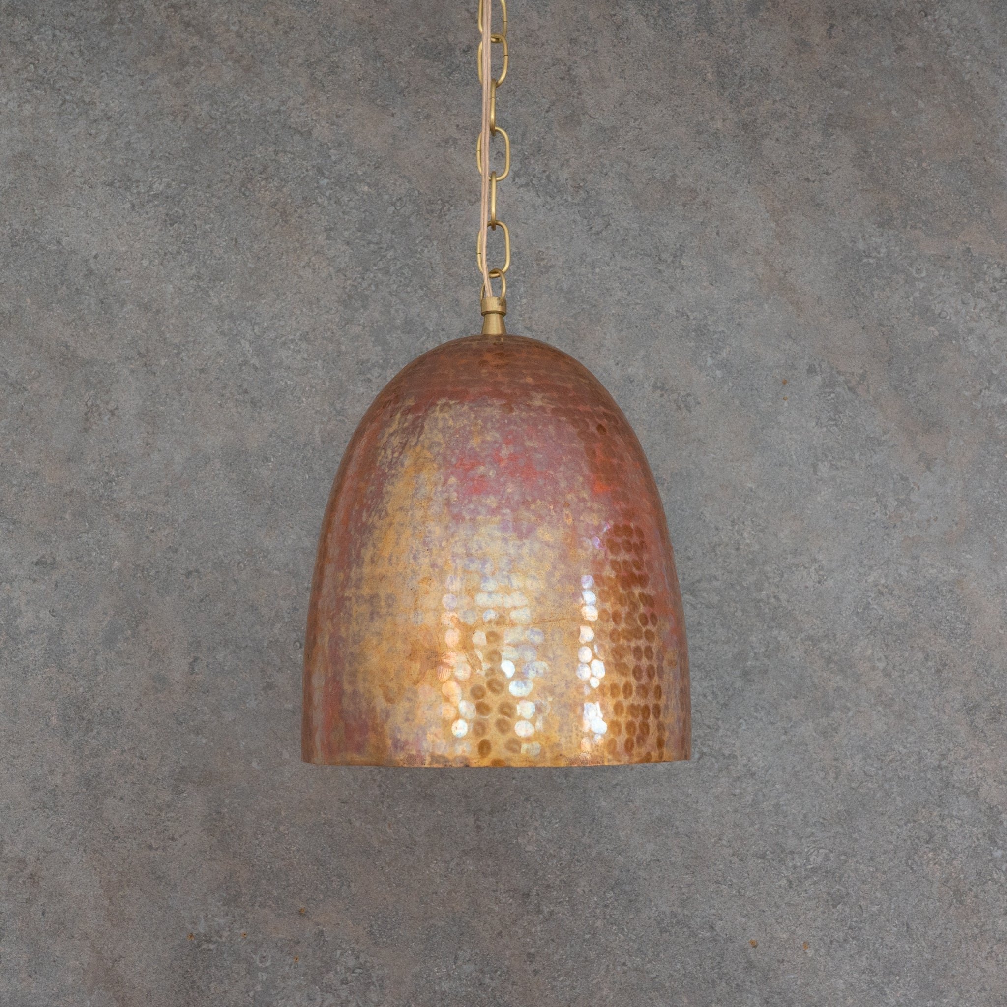 Solid Copper Tall Capsule Pendant – Hand - Hammered Slim Moroccan Cylinder Light - Insideast
