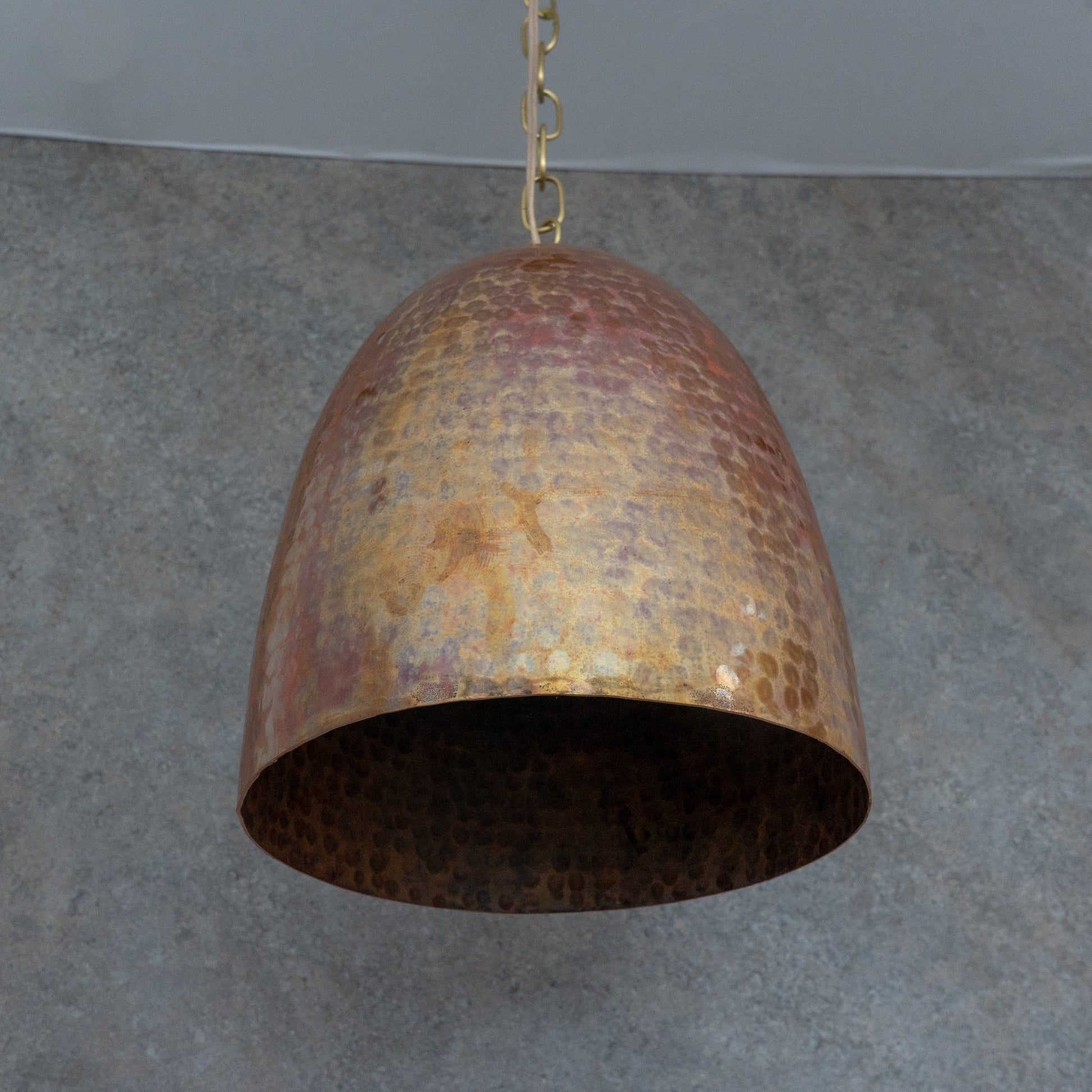 Solid Copper Tall Capsule Pendant – Hand - Hammered Slim Moroccan Cylinder Light - Insideast