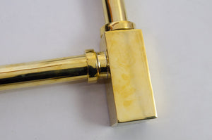 Solid Unlacquered Brass P-trap and Sink Stopper, Push Up Button, Pop Up Drain, Brass Water Trap