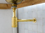 Load image into Gallery viewer, Solid Unlacquered Brass P-trap and Sink Stopper, Push Up Button, Pop Up Drain, Brass Water Trap
