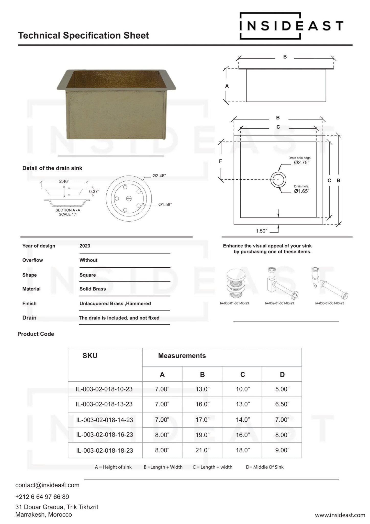 Brass kitchen sink full installation — bar area with stone countertop