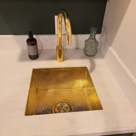 Solid Unlacquered Brass Undermount Hammered Sink, Kitchen Bar Sink, Island Sink, Outdoor Sink