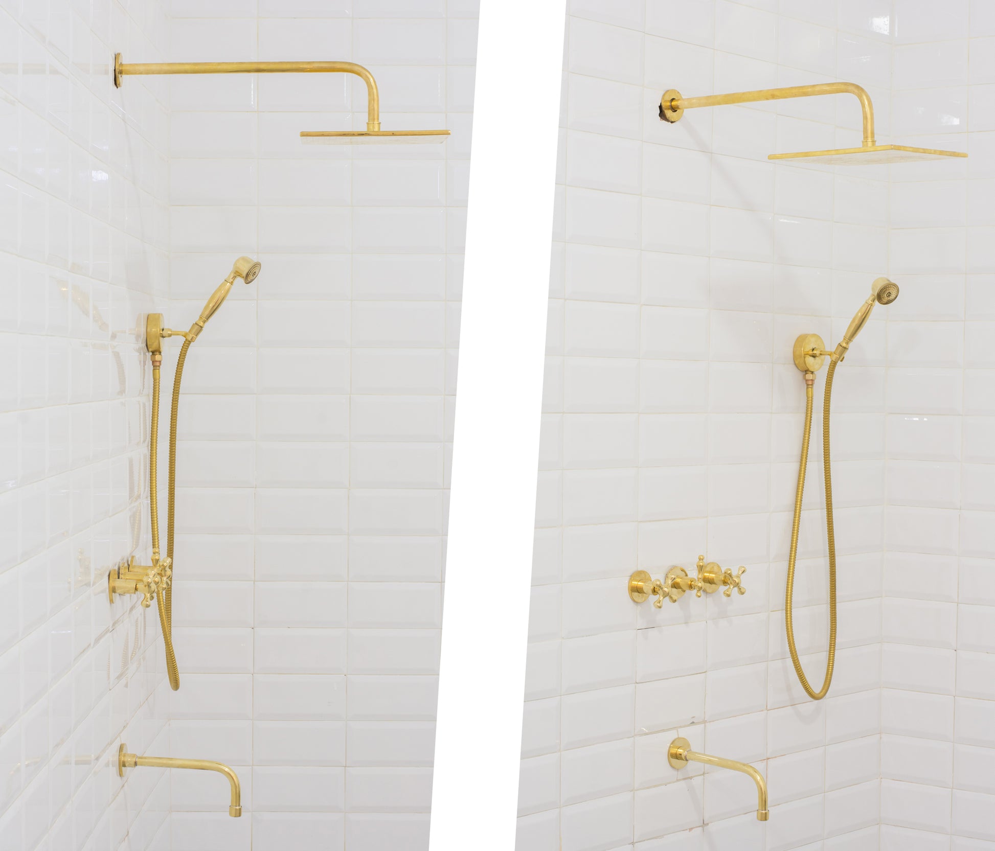 Unlacquered Brass Shower | Rain Shower Set | 3 Options