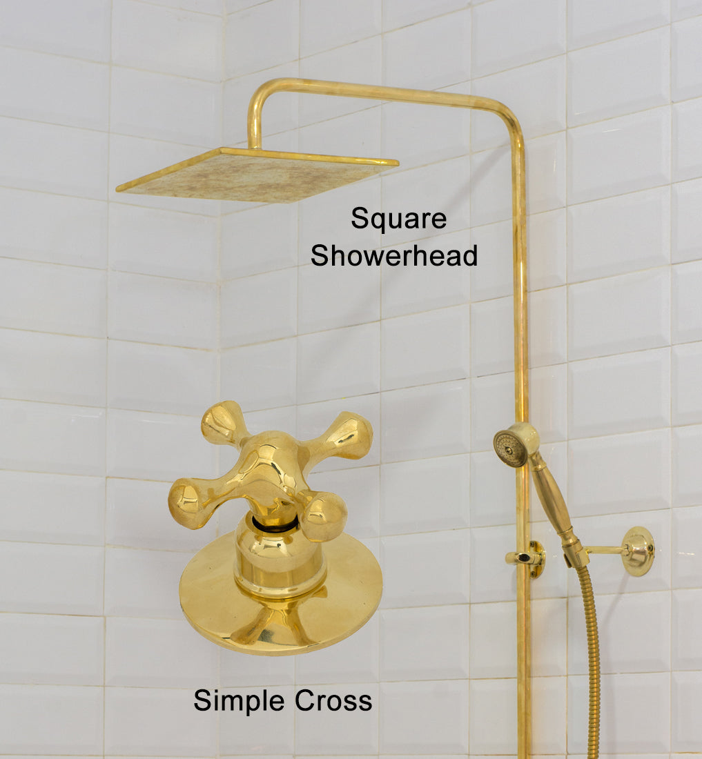 Heritage - Unlacquered Brass Exposed Shower System With Handheld