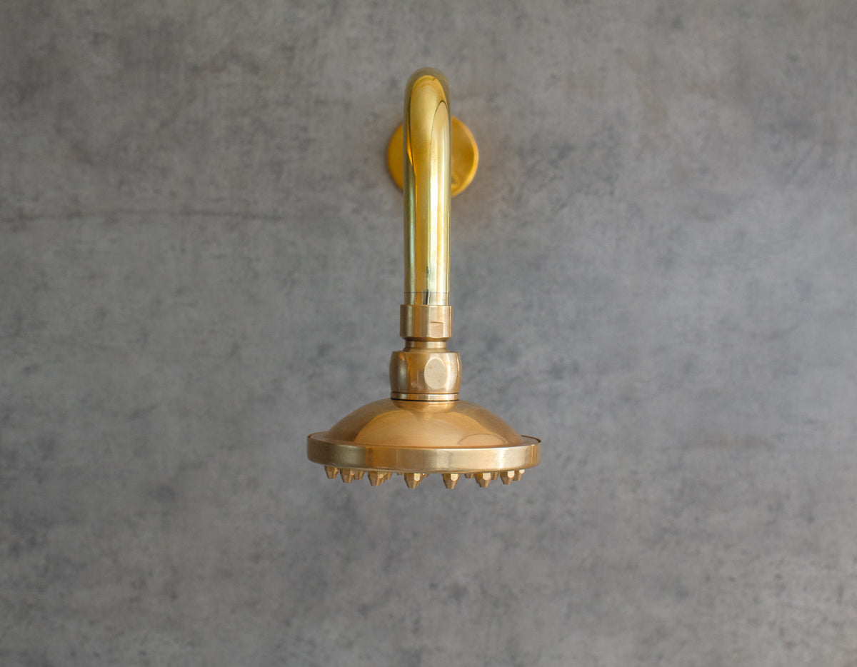 Unlacquered Solid Brass Swiveling Shower Head, Adjustable Rainfall Shower Head for Vintage Bathrooms