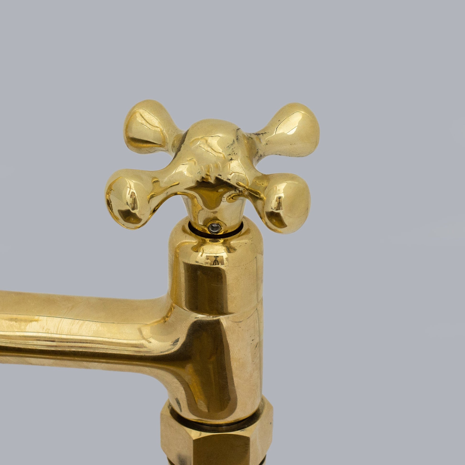 Traditional 8″ Brass Bridge Kitchen Faucet with Square Spout | Two Handles - Insideast