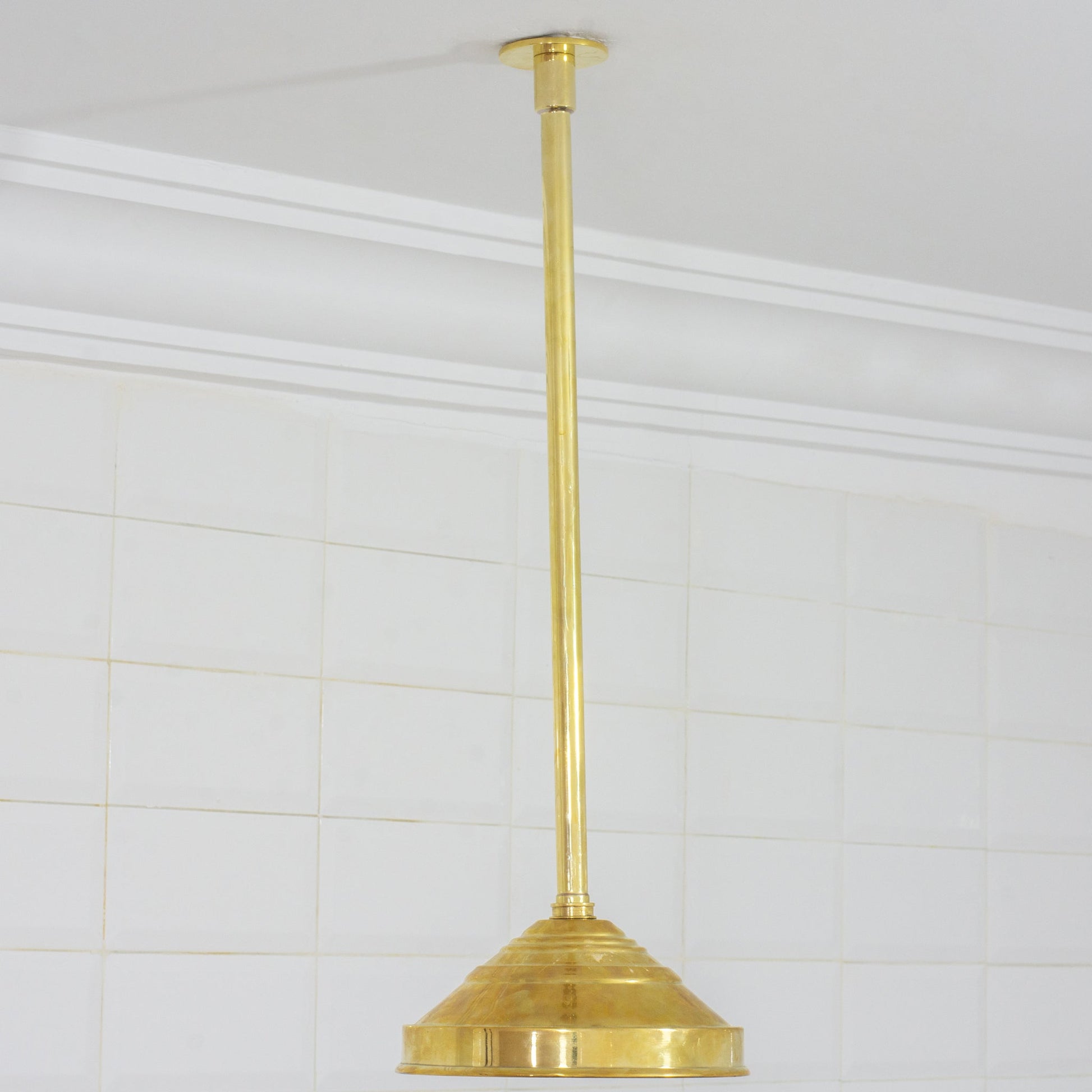 Unlacquered Brass 2 - Outlet Shower, Ceiling Shower System, Overhead Shower With Handheld, Ceiling Mount Showerhead And Hand Shower - Insideast