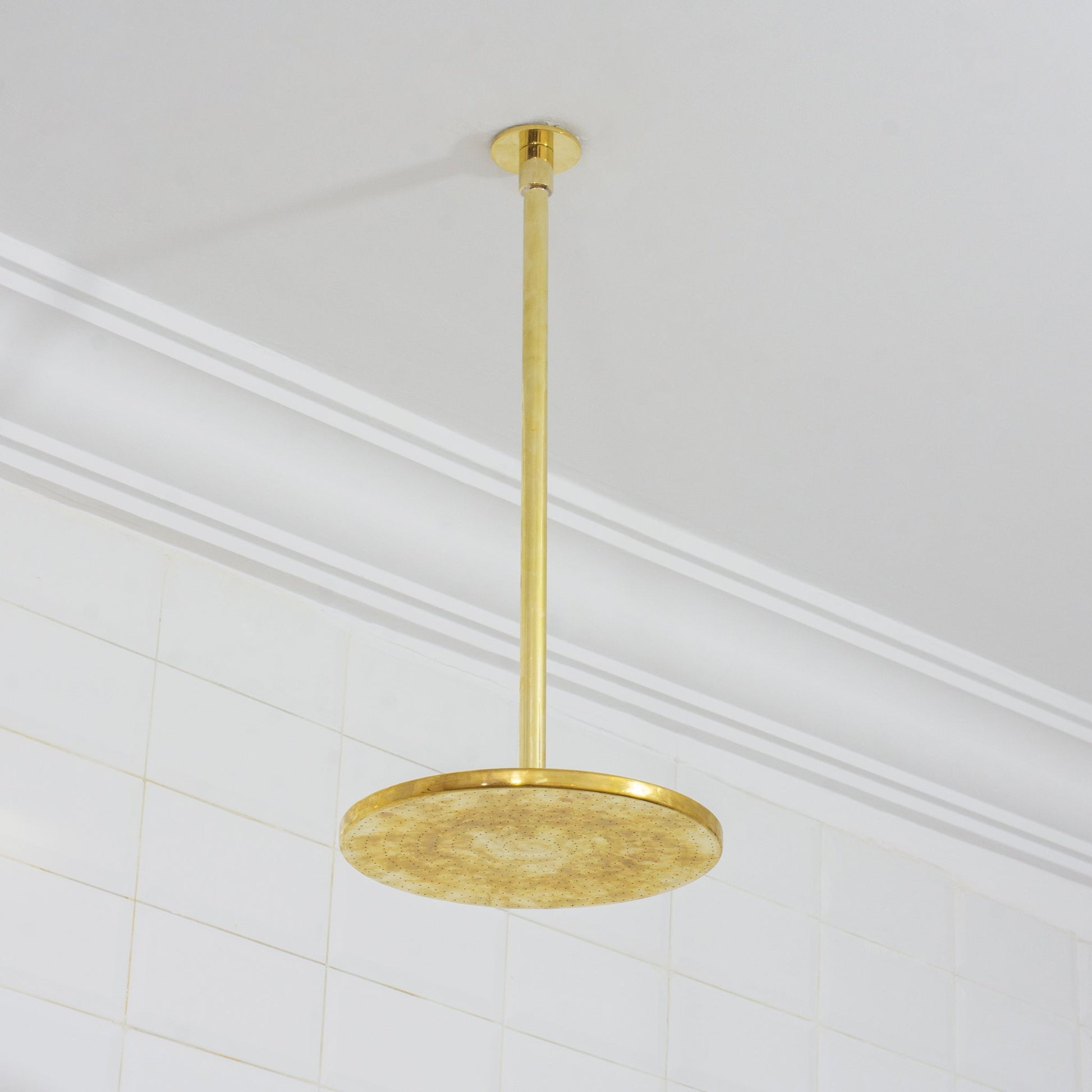 Unlacquered Brass 2 - Outlet Shower, Ceiling Shower System, Overhead Shower With Handheld, Ceiling Mount Showerhead And Hand Shower - Insideast