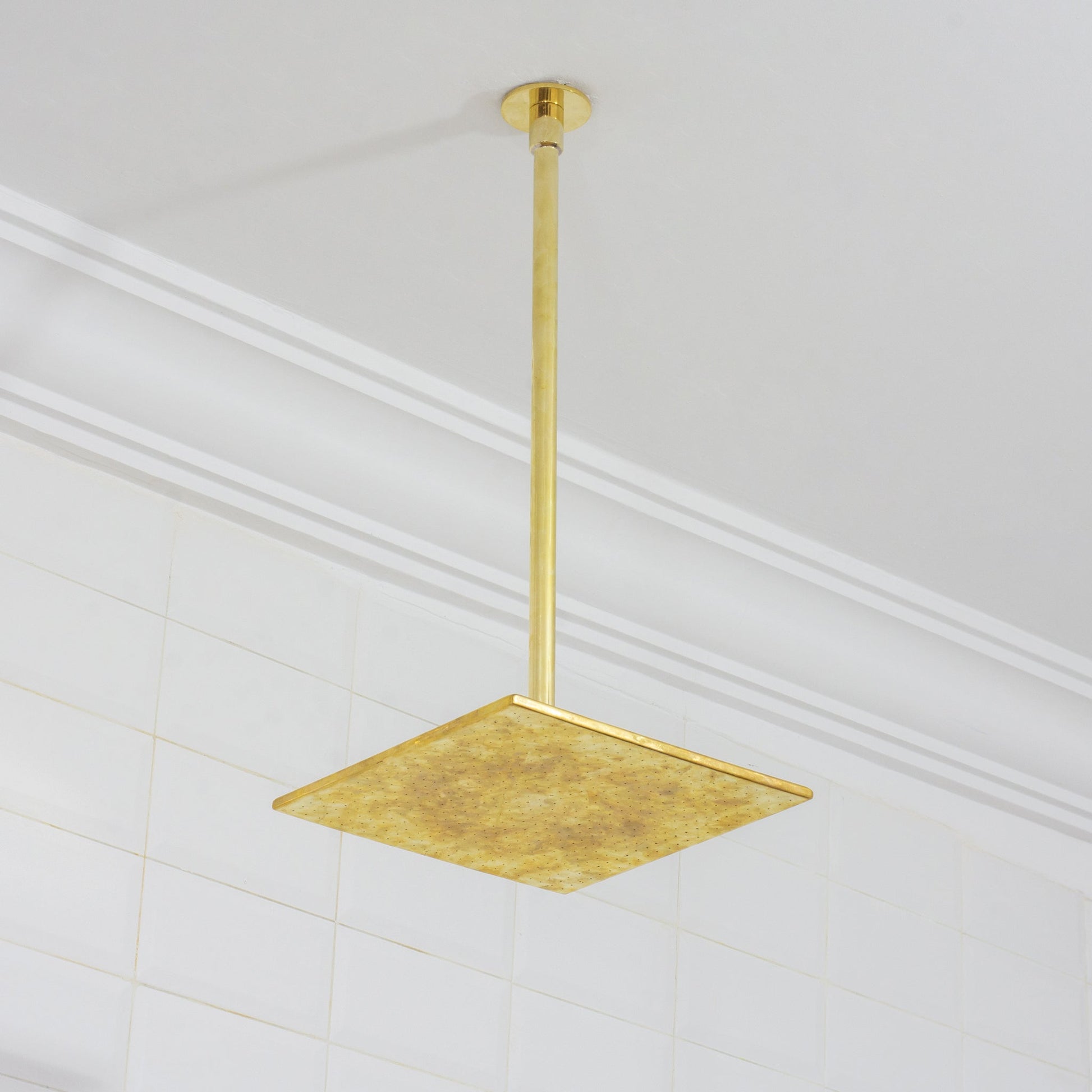 Unlacquered Brass 2 - Outlet Shower, Ceiling Shower System, Overhead Shower With Handheld, Ceiling Mount Showerhead And Hand Shower - Insideast