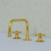 Unlacquered Brass Bathroom 3 - Hole Faucet, Widespread Faucet 3 Hole, 2 - Handle Bathroom Sink Faucet, Deck Mount Faucet Vanity - Insideast