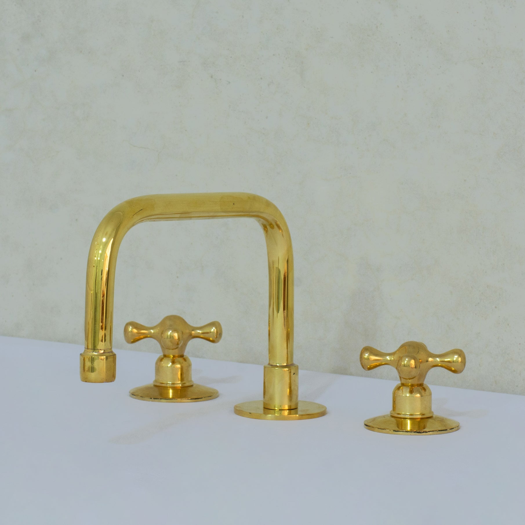 Unlacquered Brass Bathroom 3 - Hole Faucet, Widespread Faucet 3 Hole, 2 - Handle Bathroom Sink Faucet, Deck Mount Faucet Vanity - Insideast