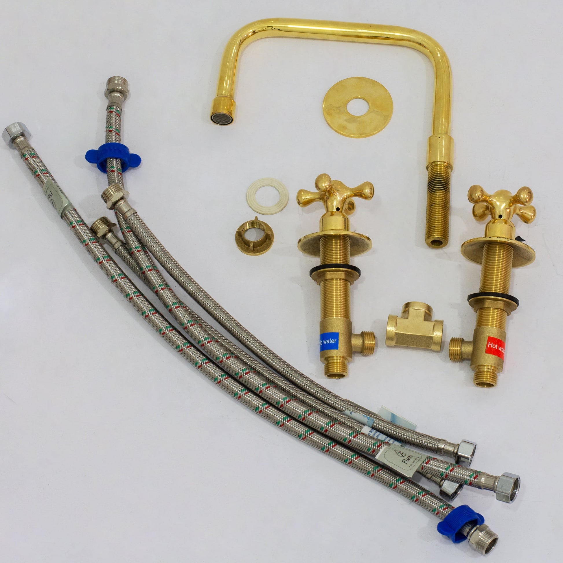 Unlacquered Brass Bathroom 3 - Hole Faucet, Widespread Faucet 3 Hole, 2 - Handle Bathroom Sink Faucet, Deck Mount Faucet Vanity - Insideast