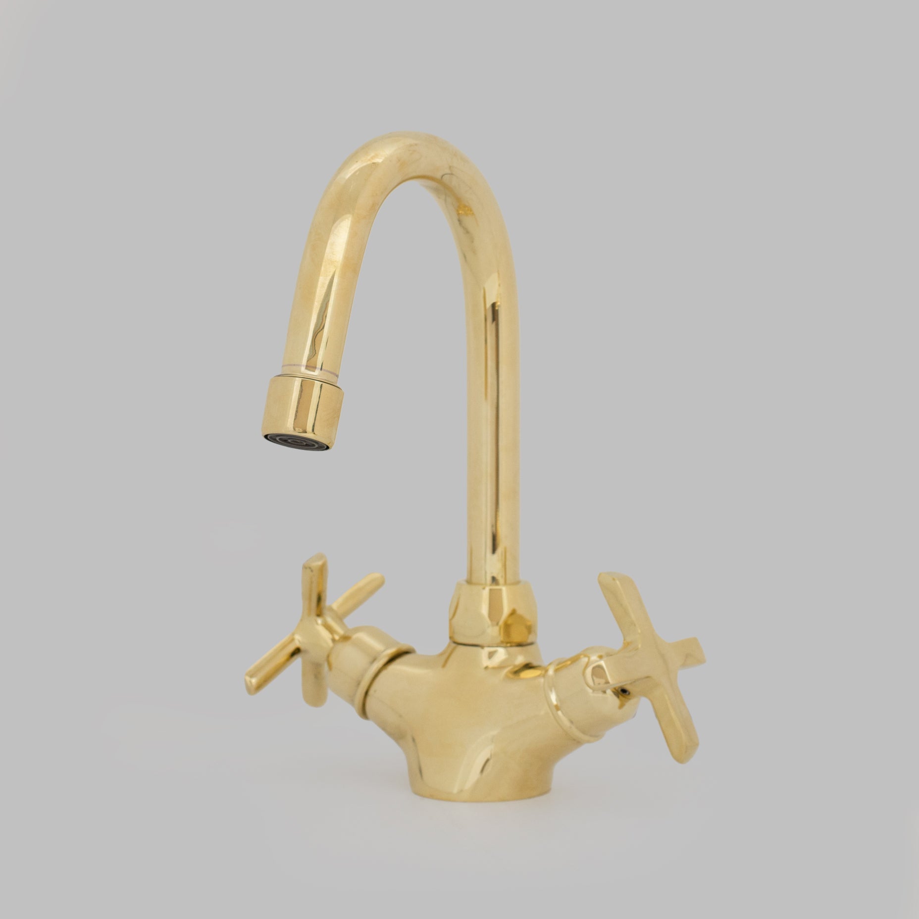 Unlacquered Brass Bathroom Bidet Faucet, Single Hole Bidet Tap, Deck - Mounted Bidet Mixer Tap, Cross Handle Bidet - Insideast