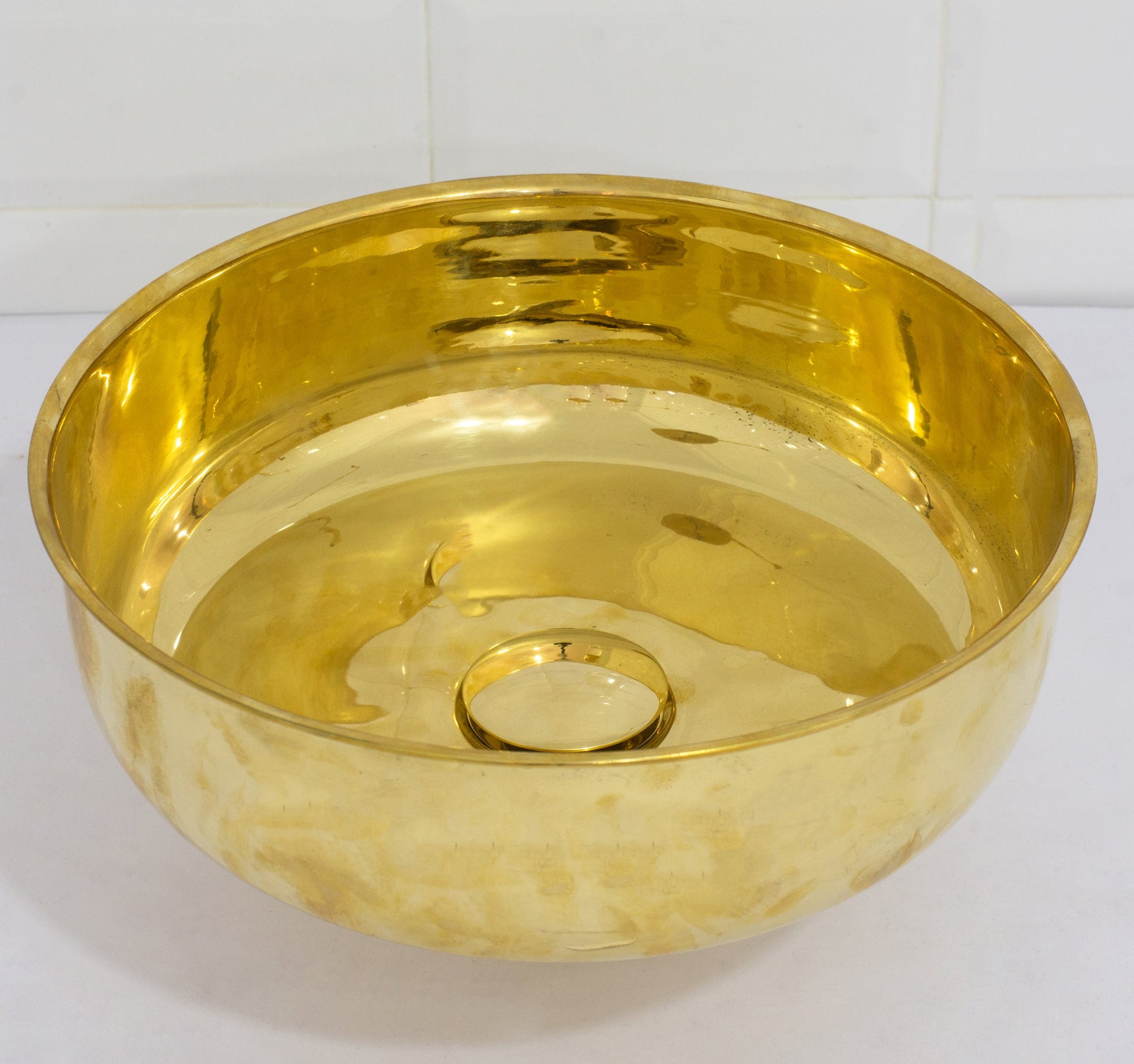 Unlacquered Brass Bathroom Round Vessel Sink | Countertop Basin - Insideast