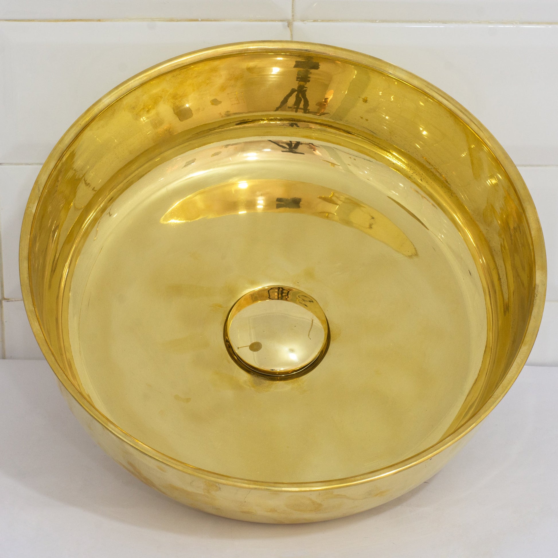 Unlacquered Brass Bathroom Round Vessel Sink | Countertop Basin - Insideast