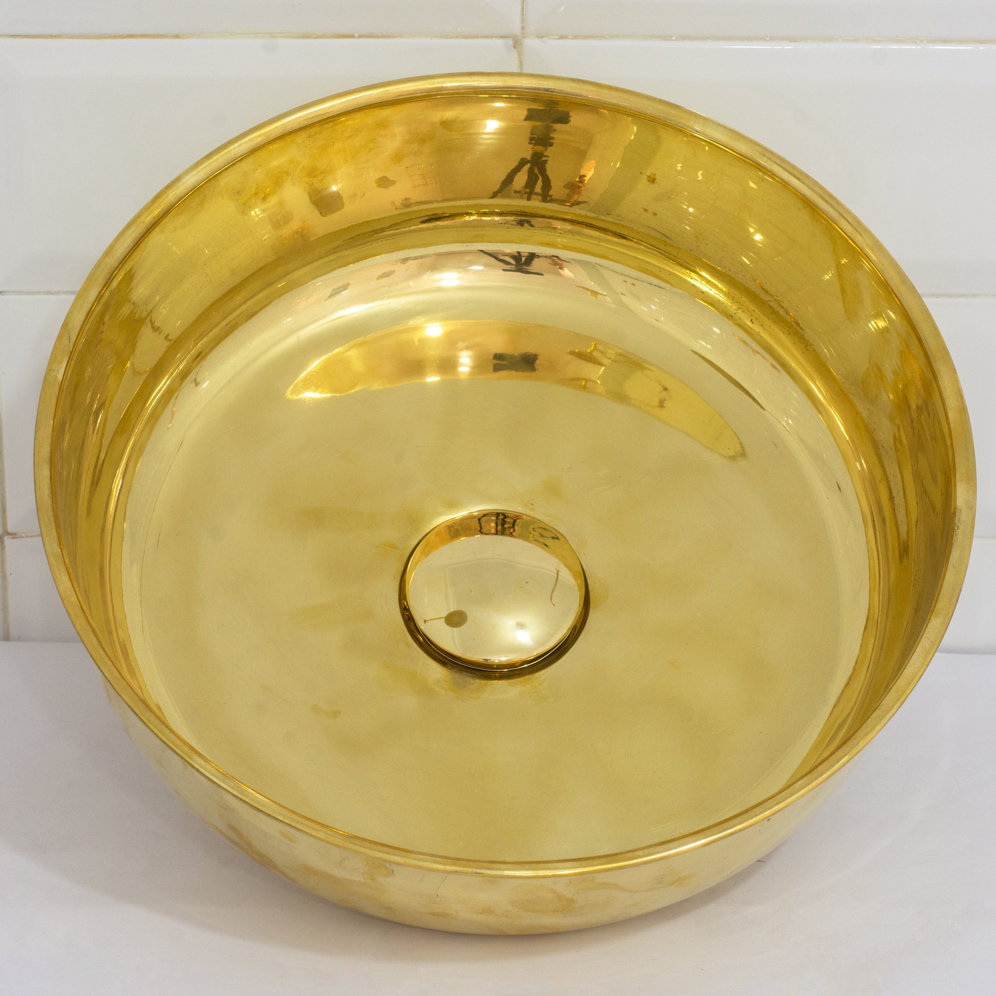 Unlacquered Brass Bathroom Round Vessel Sink | Countertop Basin - Insideast