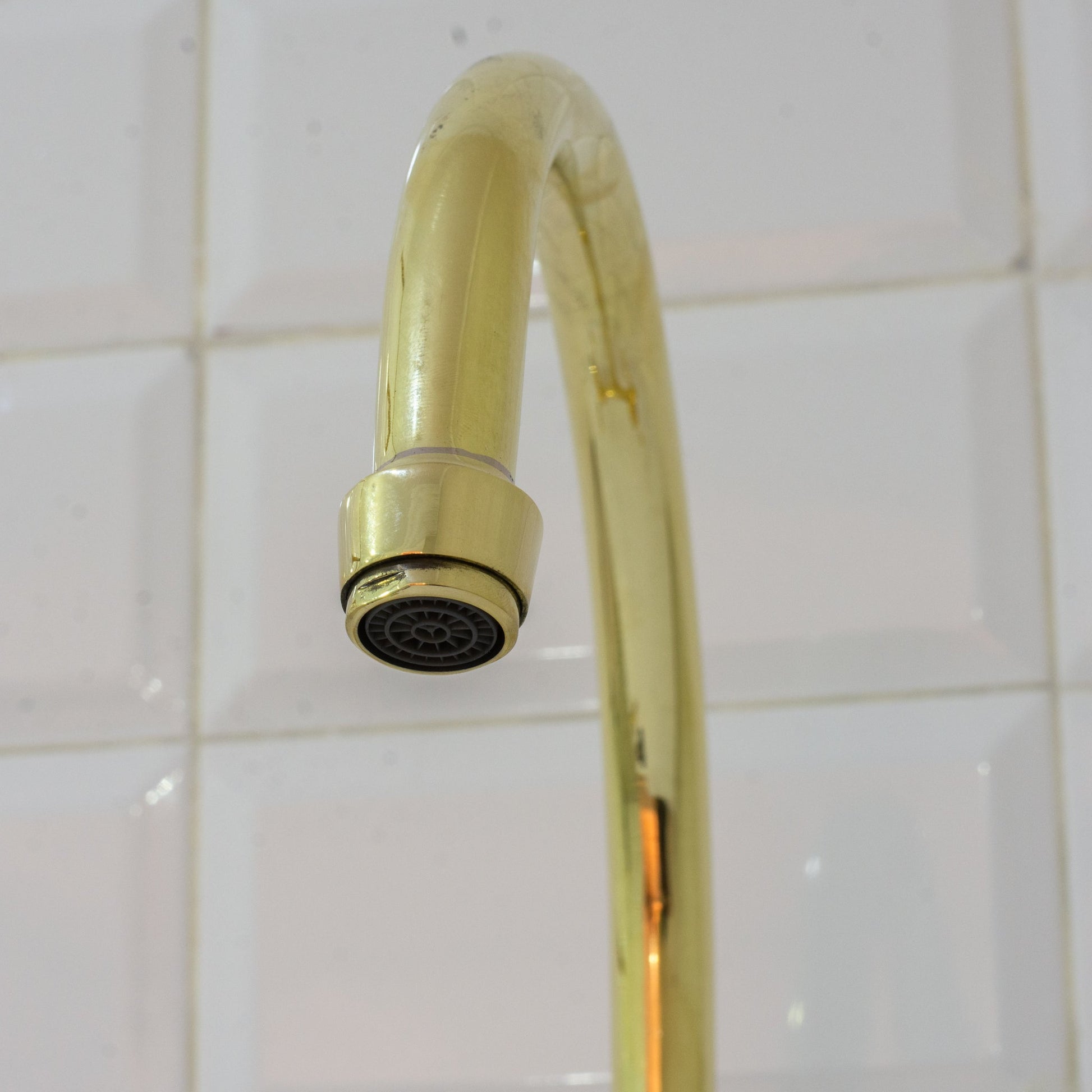 Unlacquered Brass Bridge Curved Legs Faucet, Arched Legs Faucet, Bridge Kitchen Faucet, 2 - Hole Kitchen Faucet, Farmhouse Faucet - Insideast