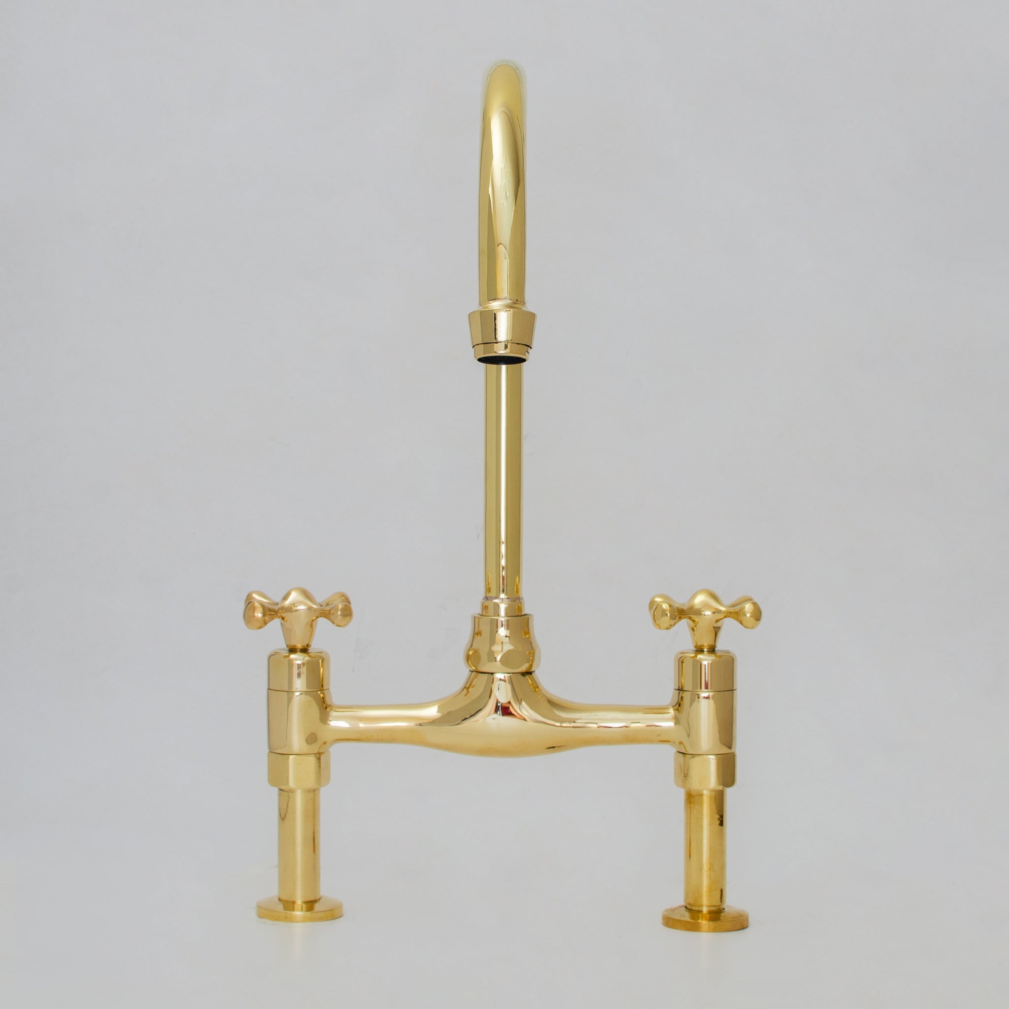 Unlacquered Brass Bridge Faucet 8" Widespread Kitchen Faucet - Insideast