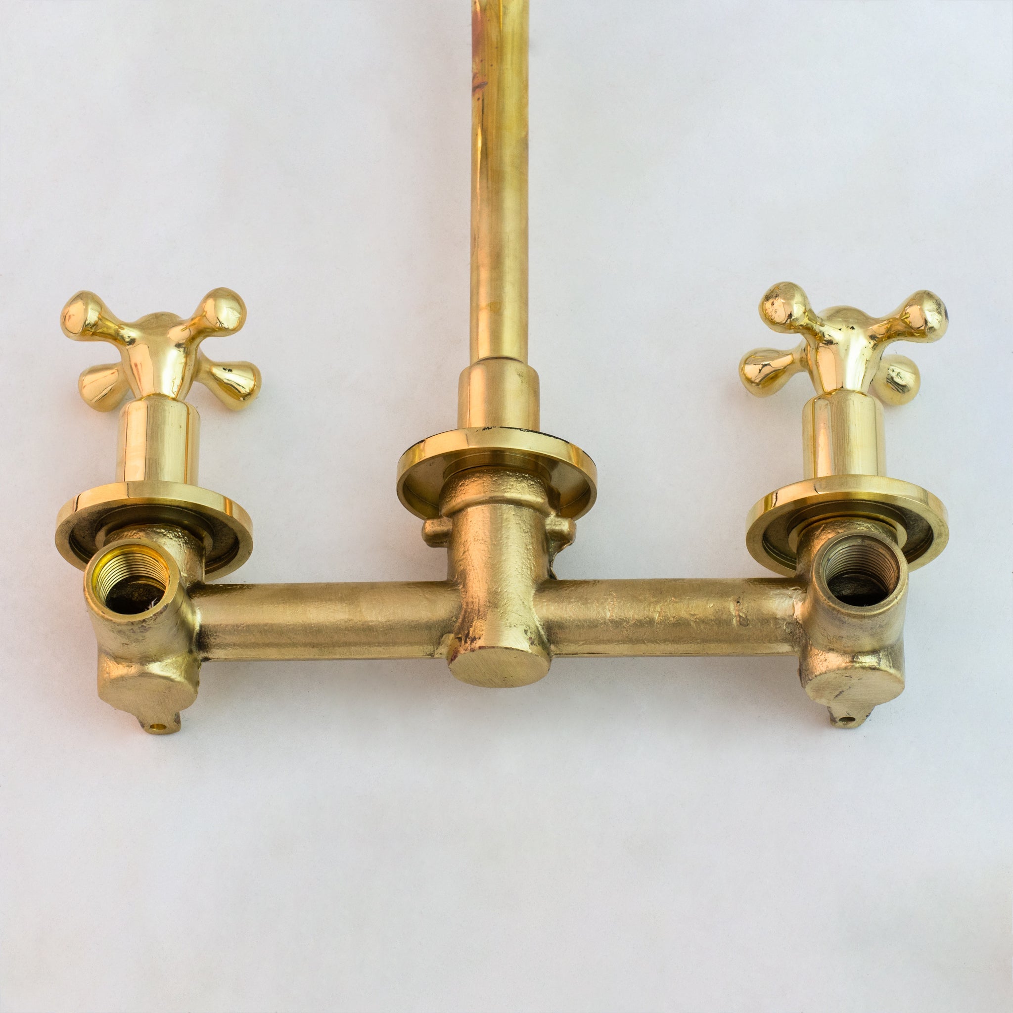 Brass faucet installation setup