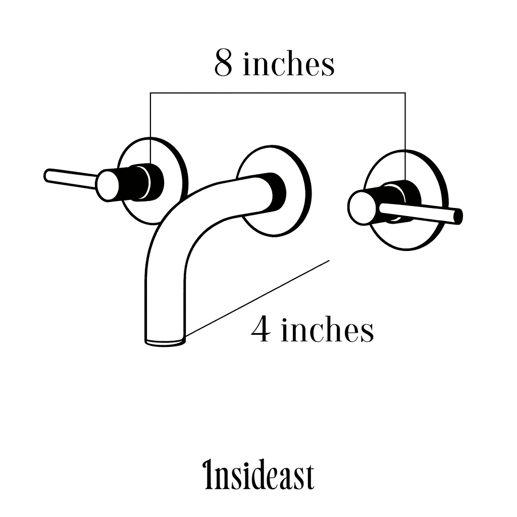 Unlacquered Brass Built - in Faucet, Mini Wall Mount Sink Faucet, 3 - hole Basin Mixer Tap With Lever Handles - Insideast