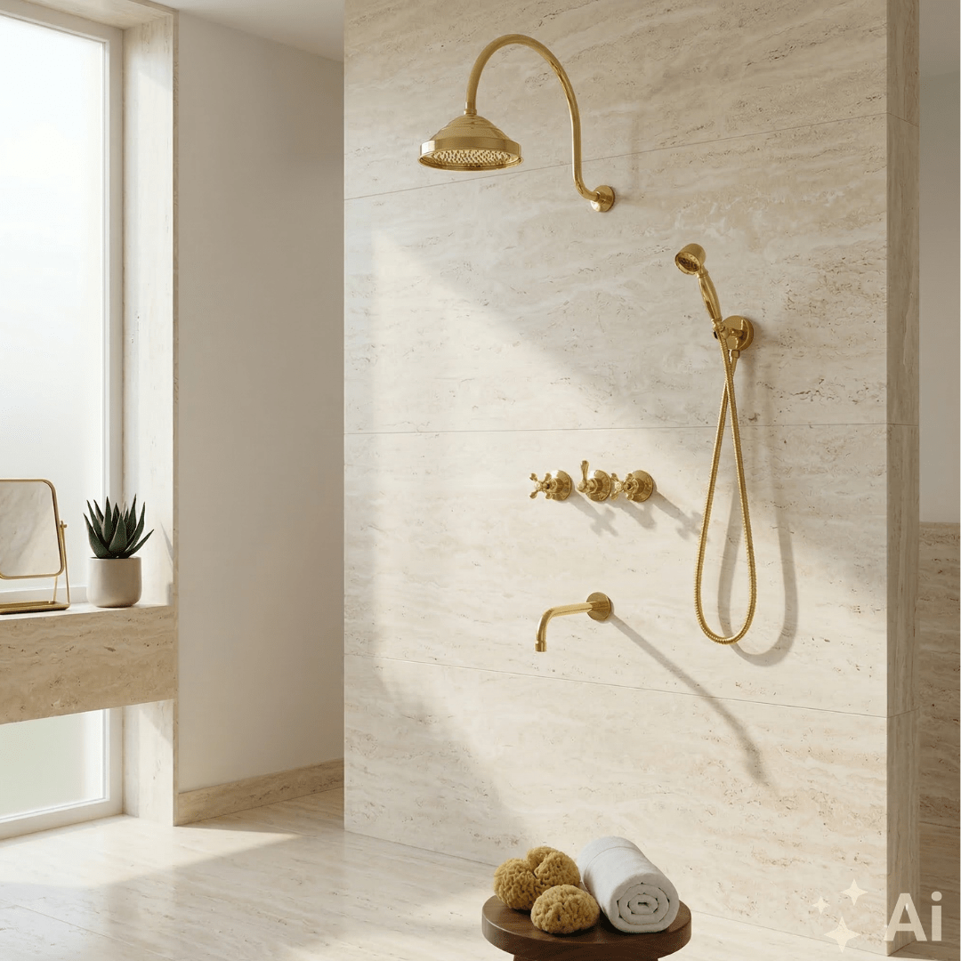 3-Outlet System in Luxe Bathroom