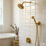 Unlacquered Brass Built - In Shower System | Angled Showerhead & Handheld | Concealed 2 - Outlet Set - Insideast