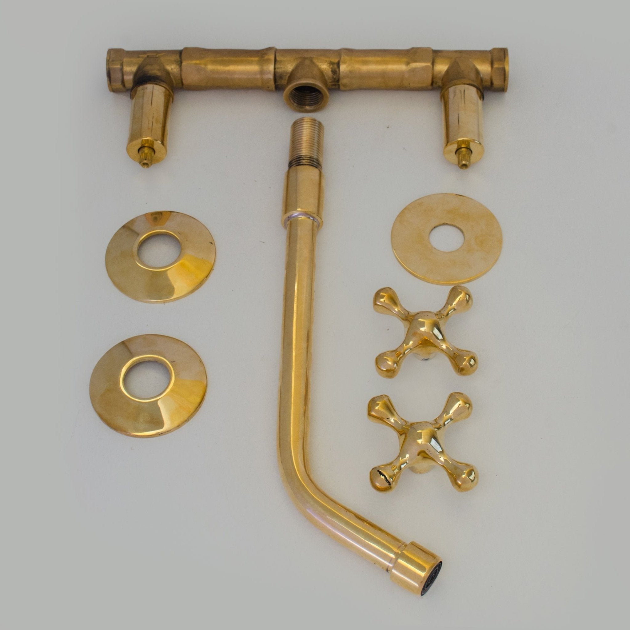 Unlacquered Brass Faucet, Wall Mount Bathroom Sink Faucet - Insideast