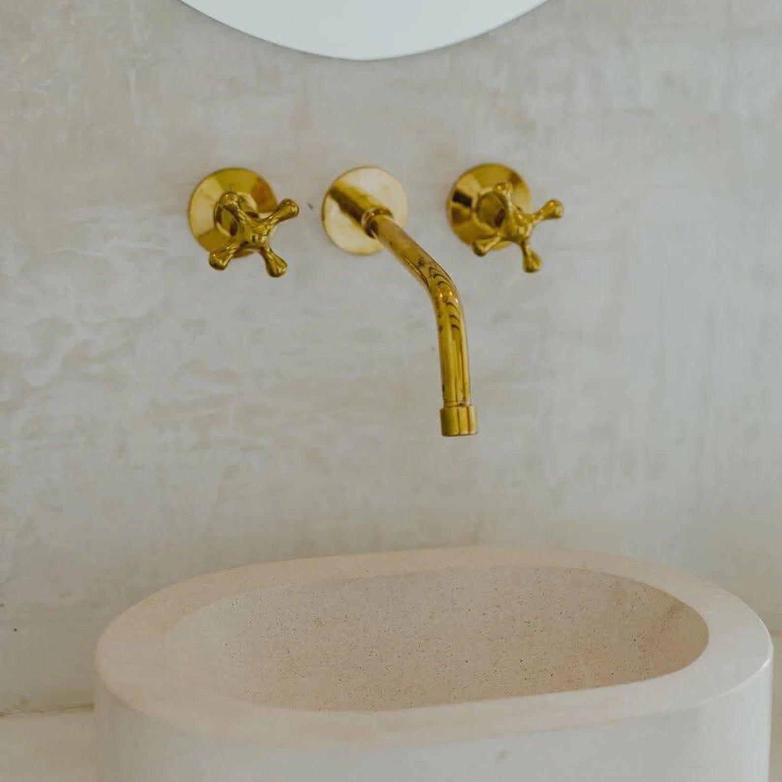 Unlacquered Brass Faucet, Wall Mount Bathroom Sink Faucet - Insideast