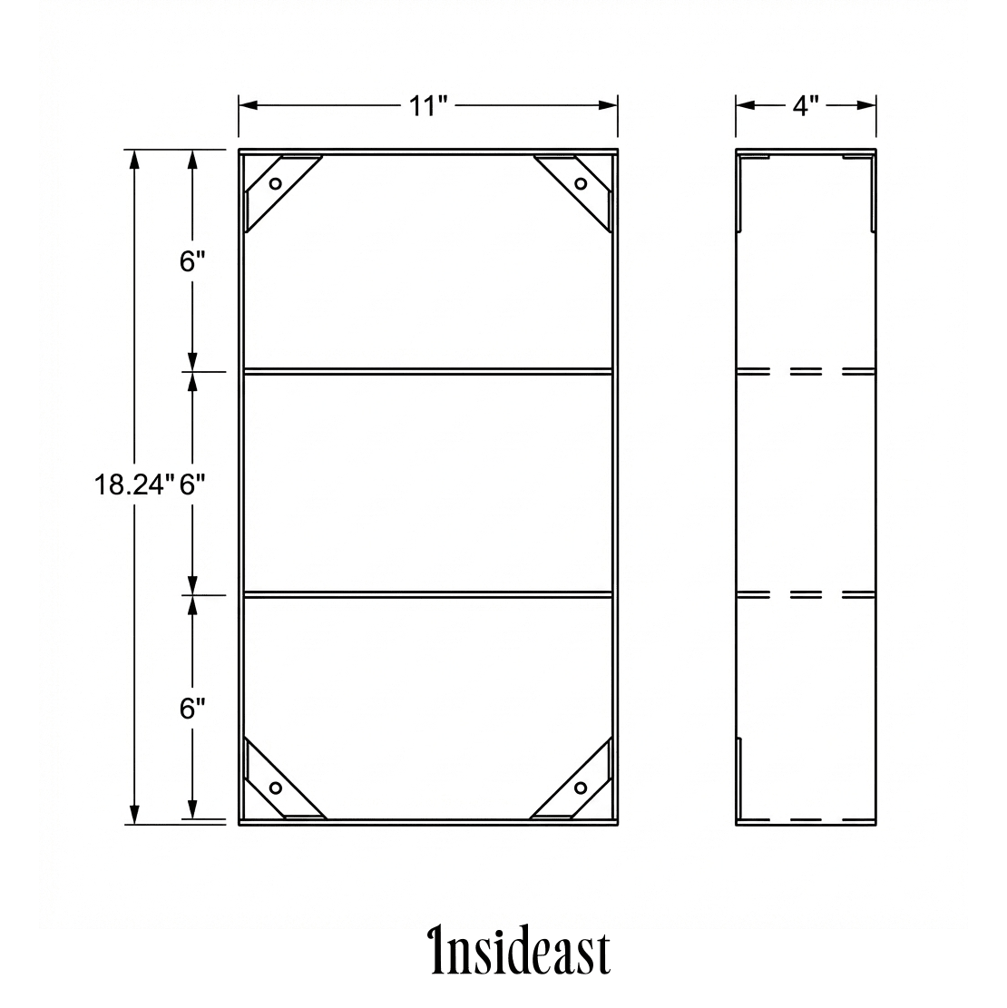 Unlacquered Brass Floating Wall Bookshelf | Brass Bookshelf Storage Cabinet - Insideast