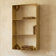 Unlacquered Brass Floating Wall Bookshelf | Brass Bookshelf Storage Cabinet - Insideast