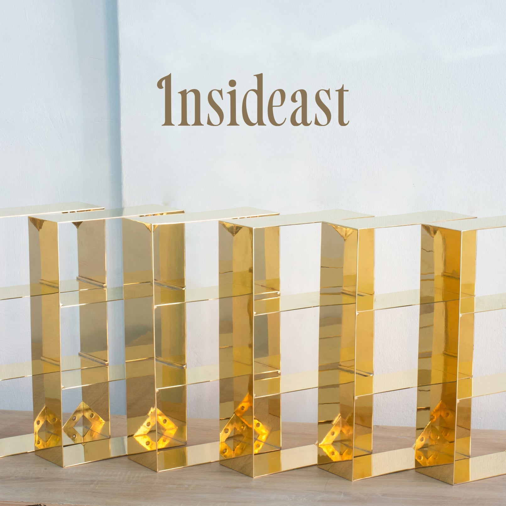 Unlacquered Brass Floating Wall Bookshelf | Brass Bookshelf Storage Cabinet - Insideast