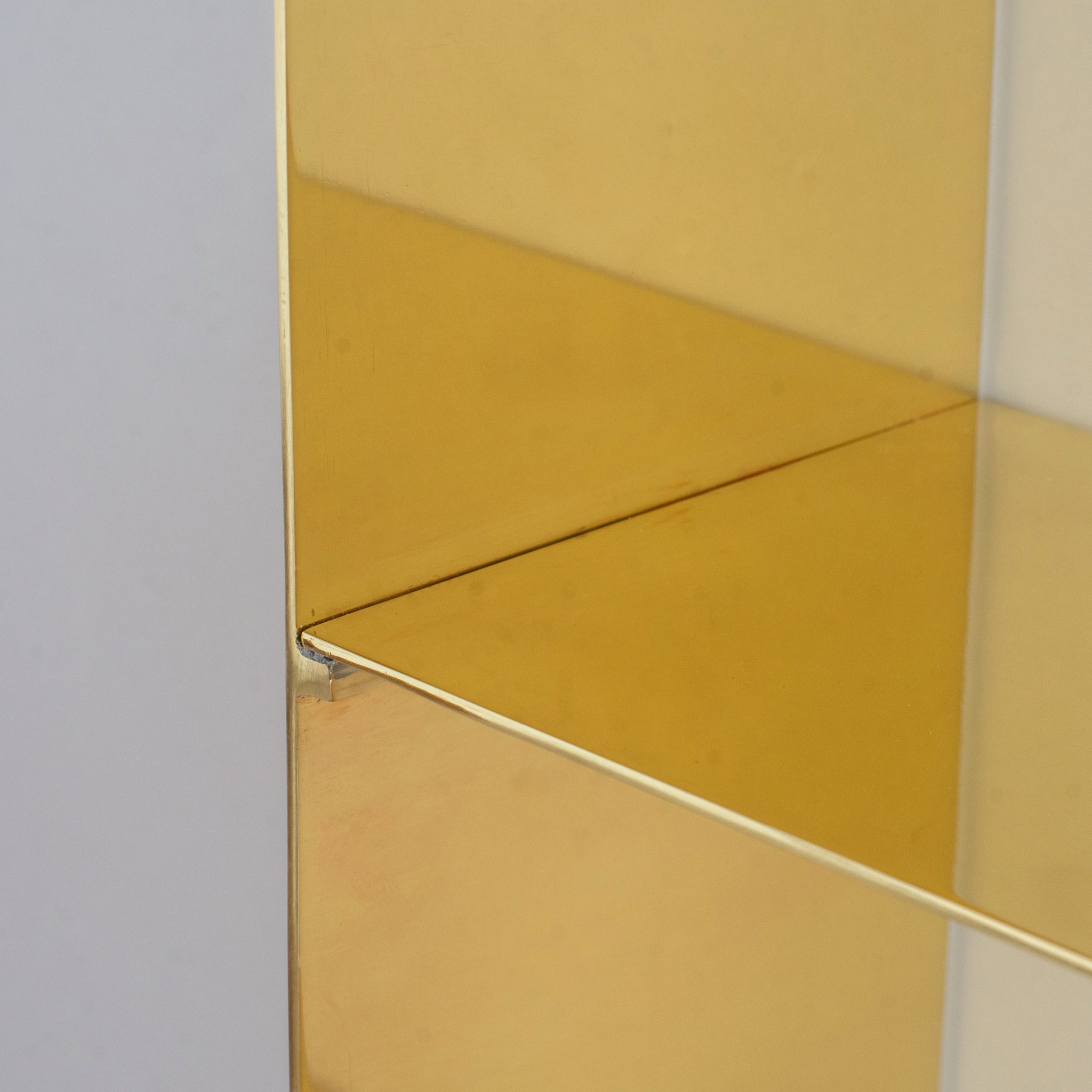 Unlacquered Brass Floating Wall Bookshelf | Brass Bookshelf Storage Cabinet - Insideast