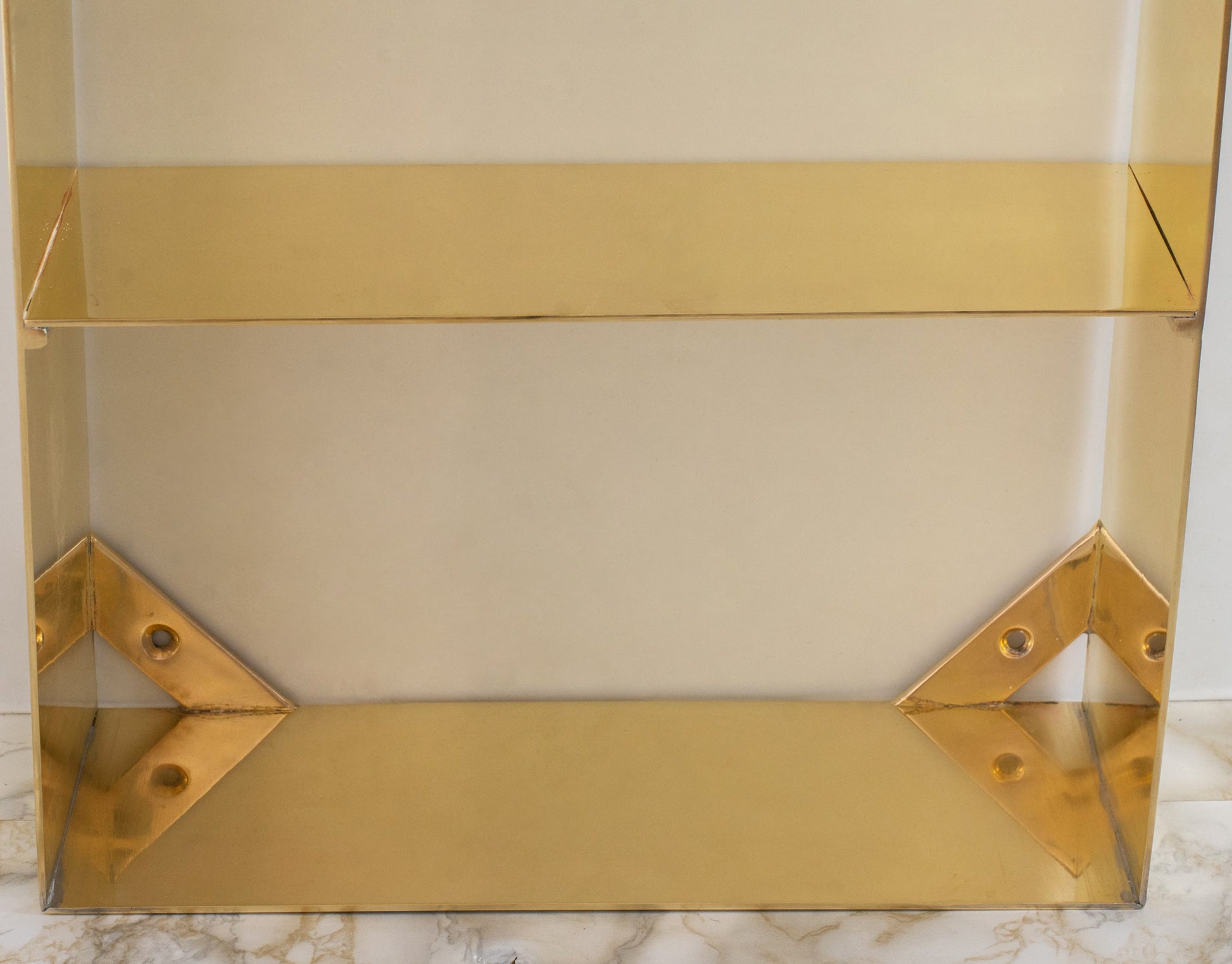 Unlacquered Brass Floating Wall Bookshelf | Brass Bookshelf Storage Cabinet - Insideast