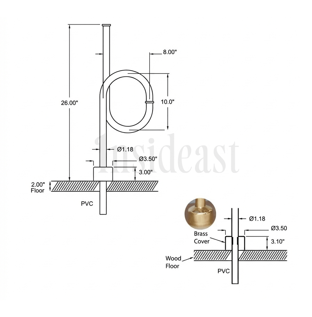 Unlacquered Brass Floor - Mounted S - Trap | Exposed Plumbing Kit - Insideast