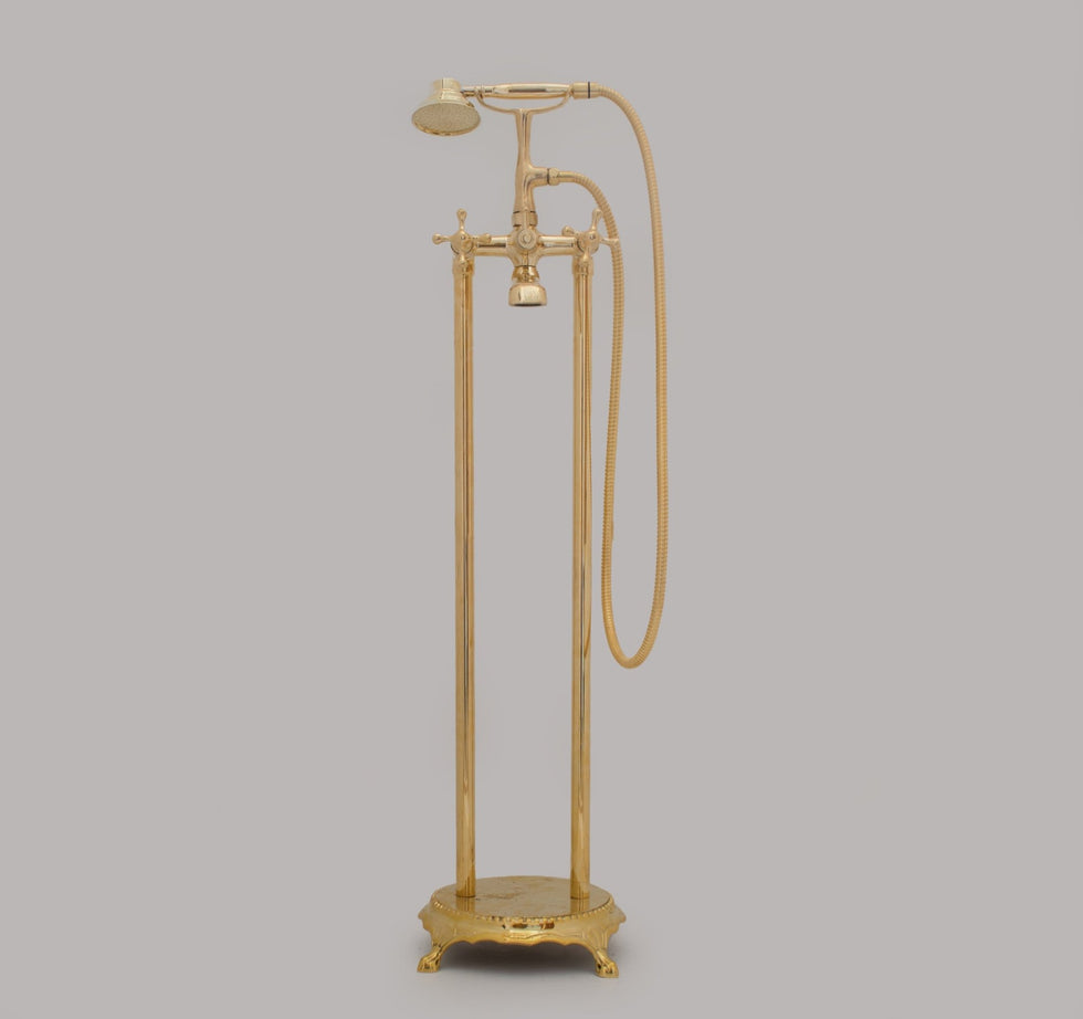 Unlacquered Brass Freestanding Tub Faucet - Luxurious Design – Insideast