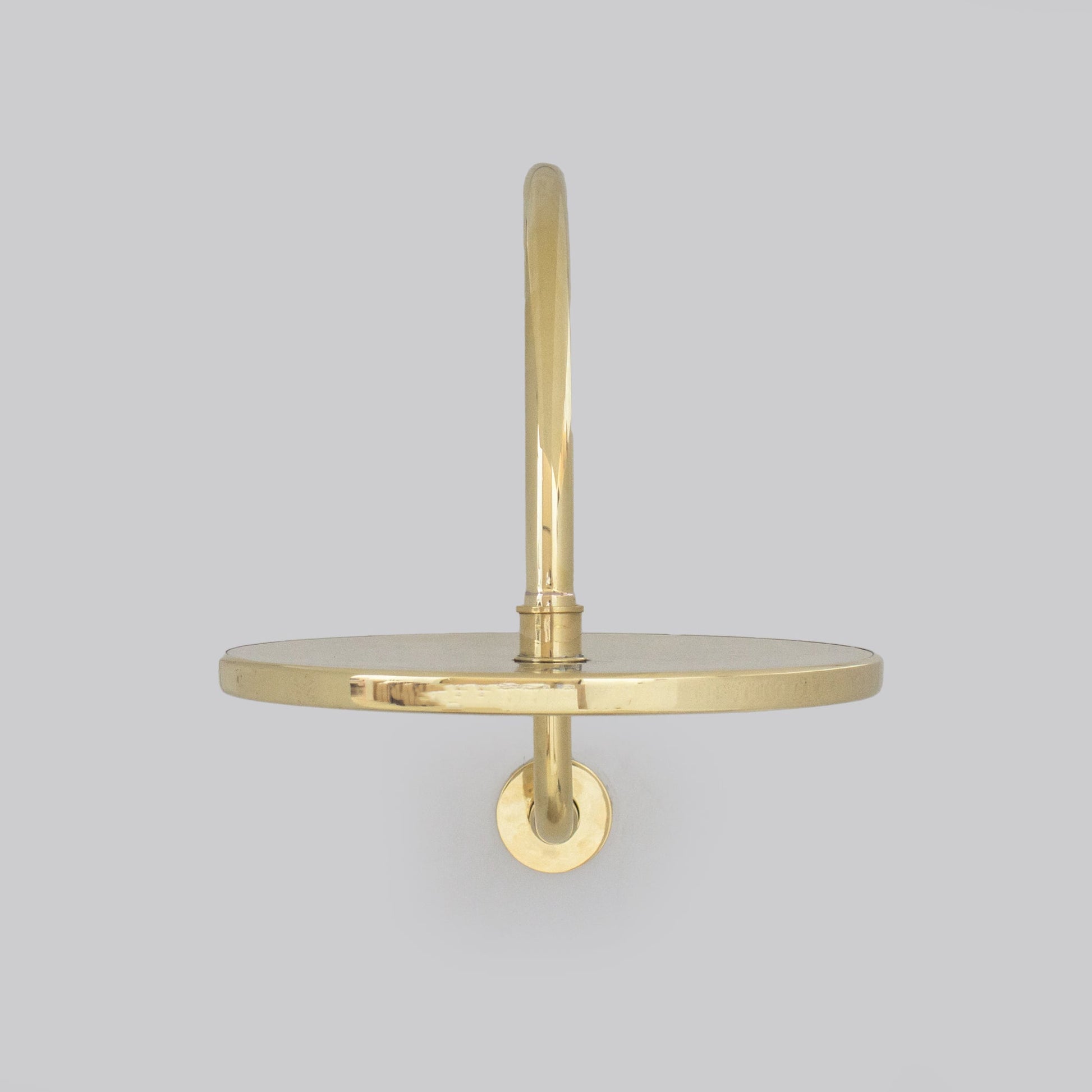 Unlacquered Brass Gooseneck Shower Arm With Rainfall Showerhead, Solid Brass Wall Mounted Shower Arm - Insideast