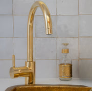 Unlacquered Brass Kitchen Faucet, Island Faucet, Antique Brass Sink Mixer Tap - Insideast