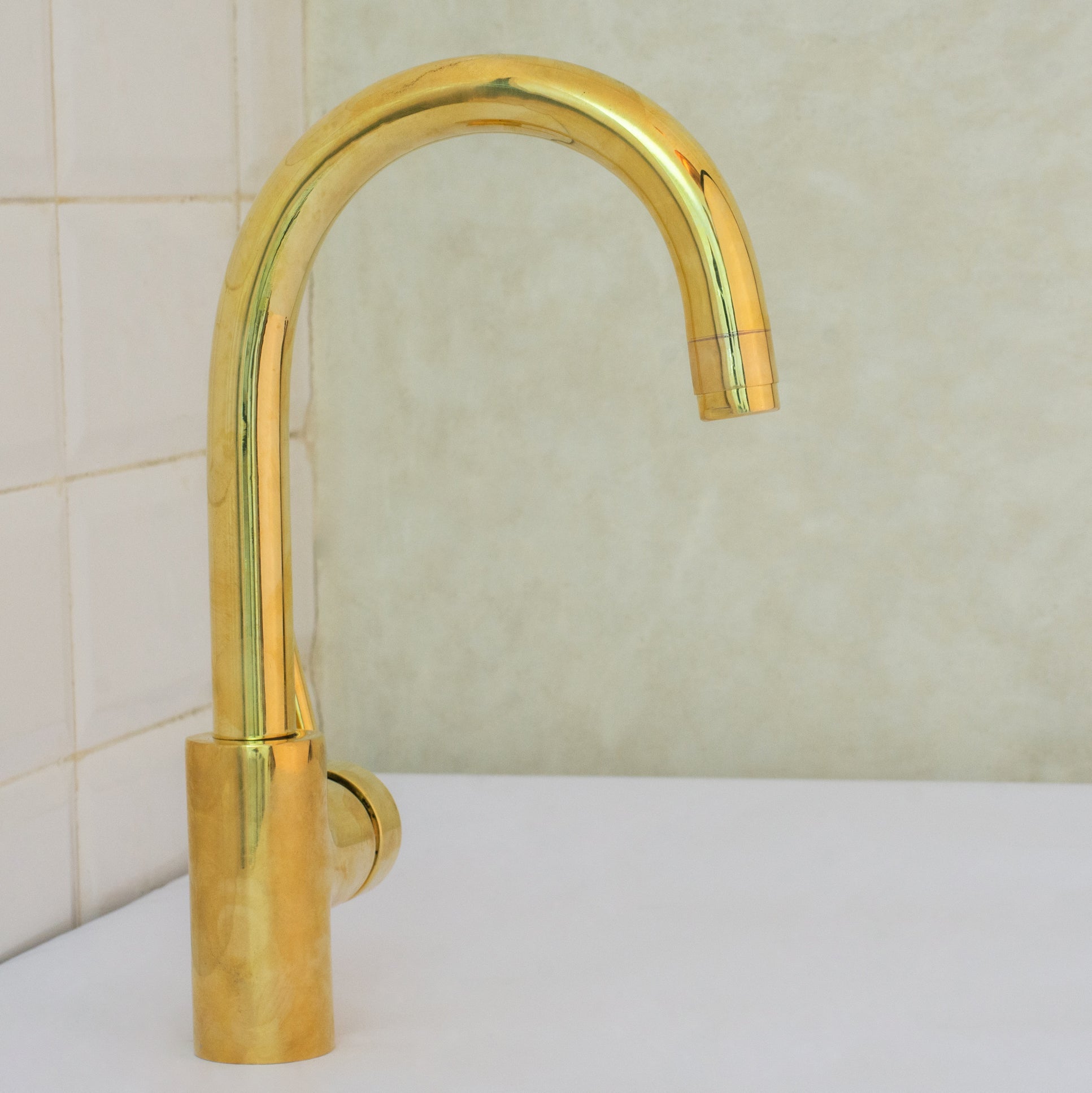 Unlacquered Brass Mixer Faucet, Single Hole Faucet Lever Handle Tap, Compact Faucet For Bathroom, Brass Short Faucet - Insideast