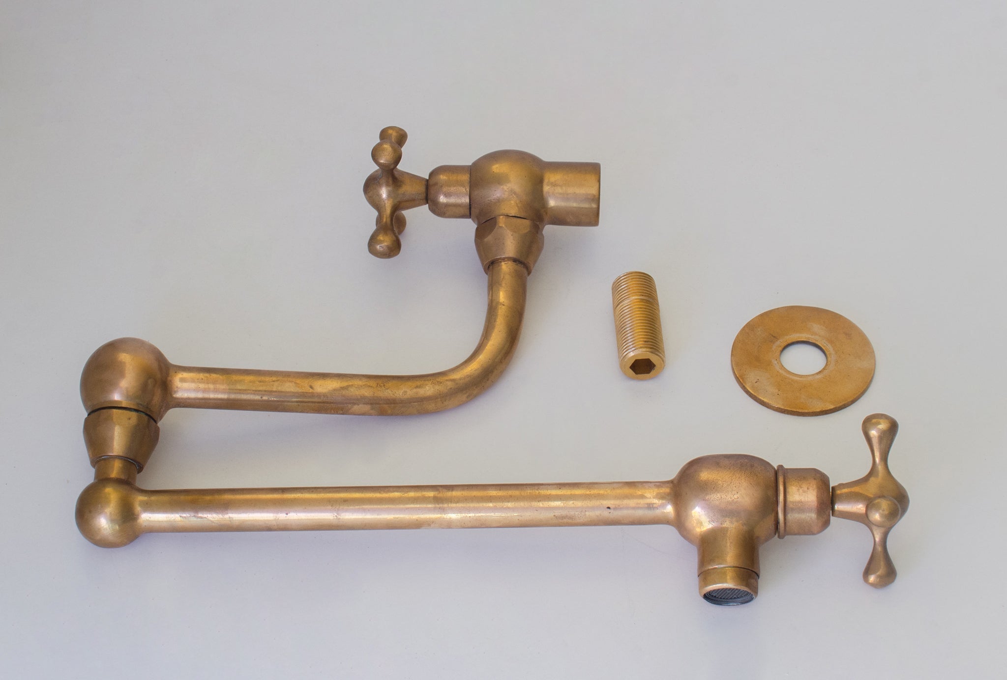 Unlacquered Brass Pot Filler | Aged Brass Stove Faucet - Insideast