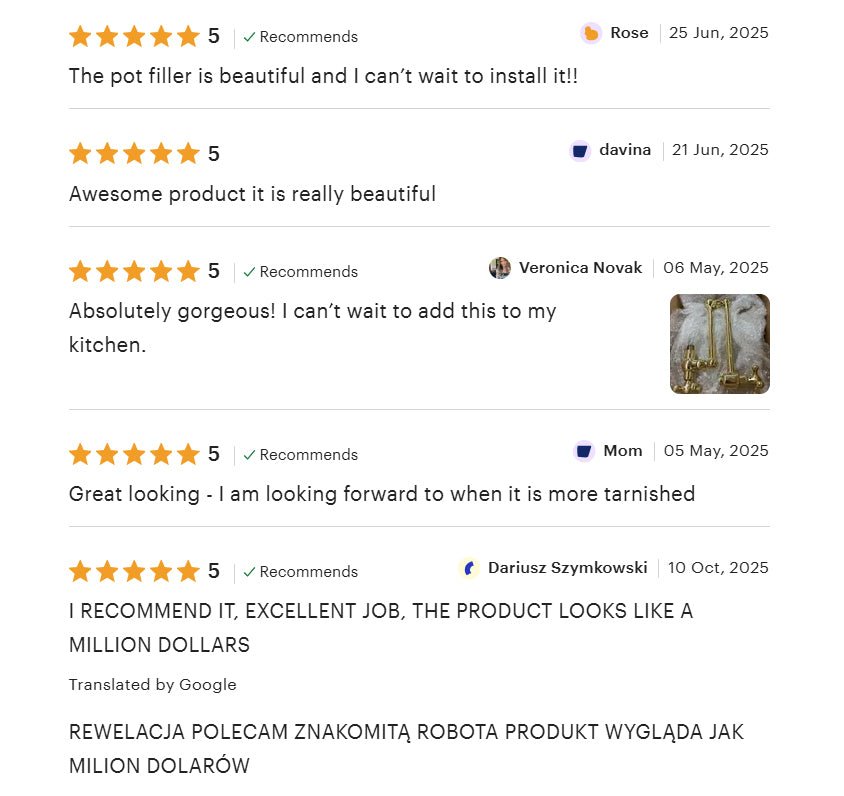 Unlacquered Brass Pot Filler, Kitchen Faucet, Aged Brass Faucet, Stove Faucet - Insideast